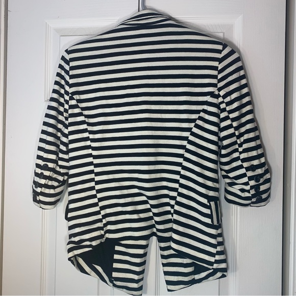 Monteau Striped Blazer Size Large with Button Detail on Sleeve - Picture 3 of 6